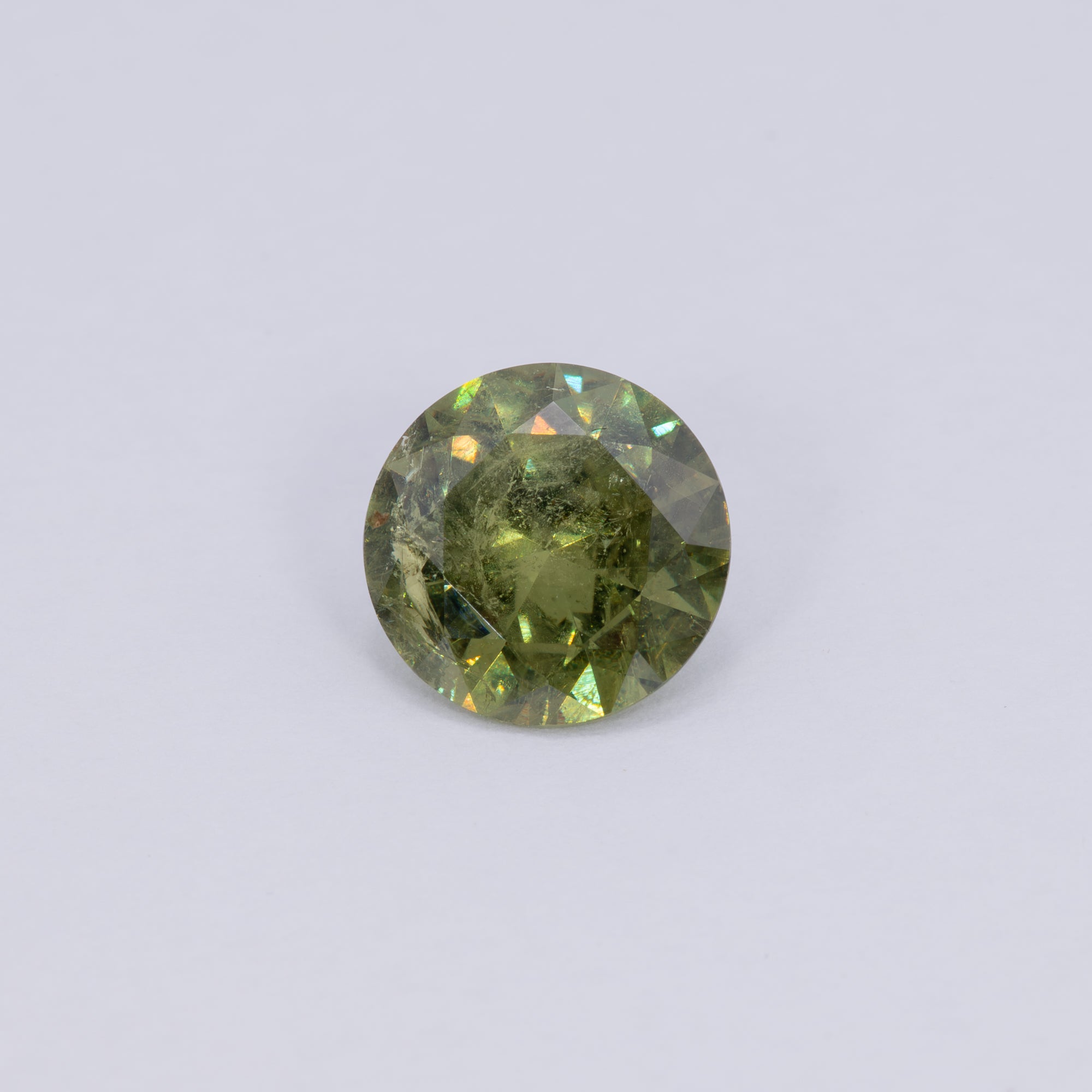 2.49 carat GIA certified Green Dragon demantoid garnet, round cut, 8.65x8.59mm loose gemstone