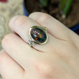 Aashna 14K Yellow Gold Black Opal Diamond Ring | Oval Shape 13x10mm