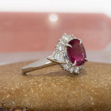Robin Solid 14K Gold 1.5ct Rubellite Garnet Ring with Natural Diamond Accent, 8.4x7mm