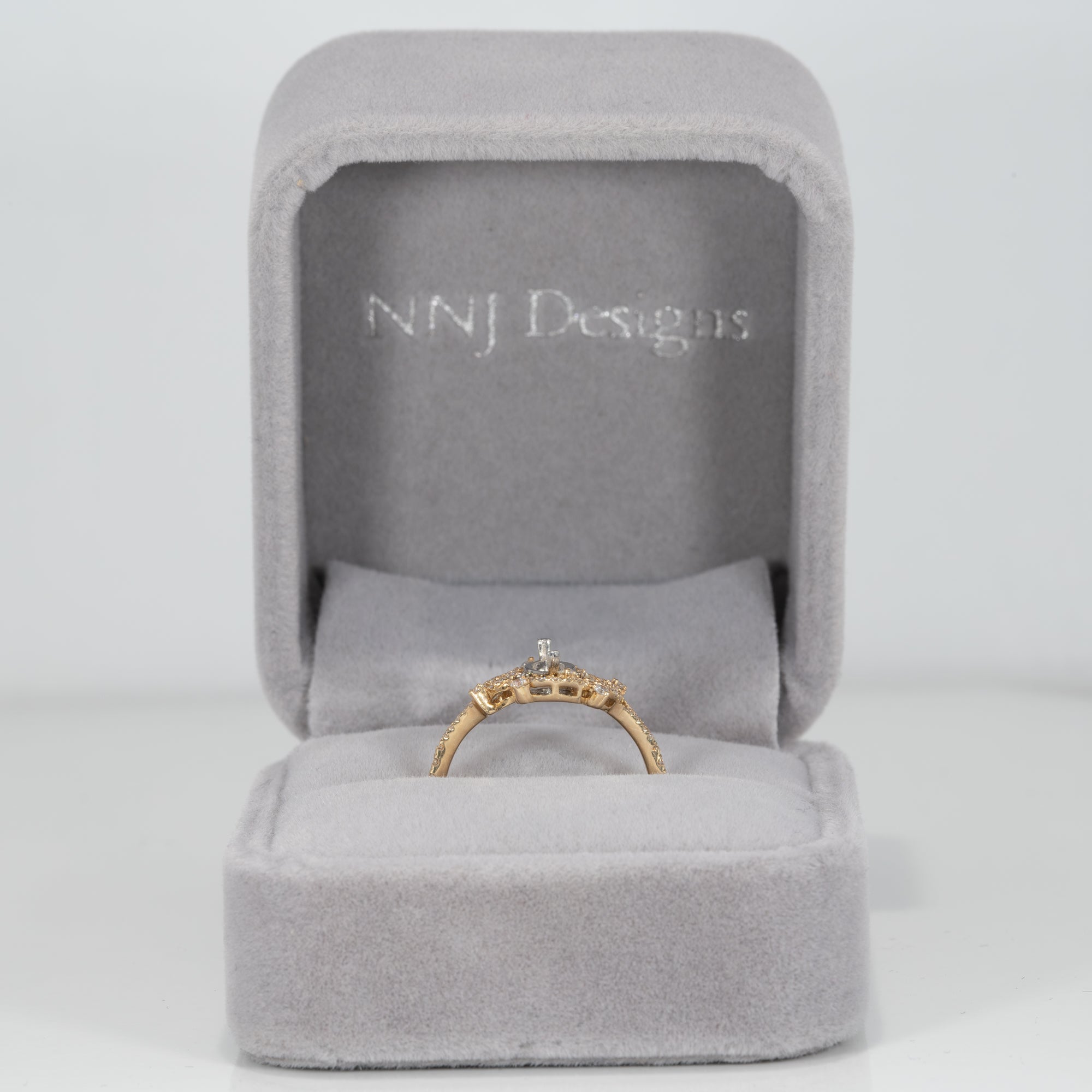 14K white & yellow gold diamond semi-mount ring