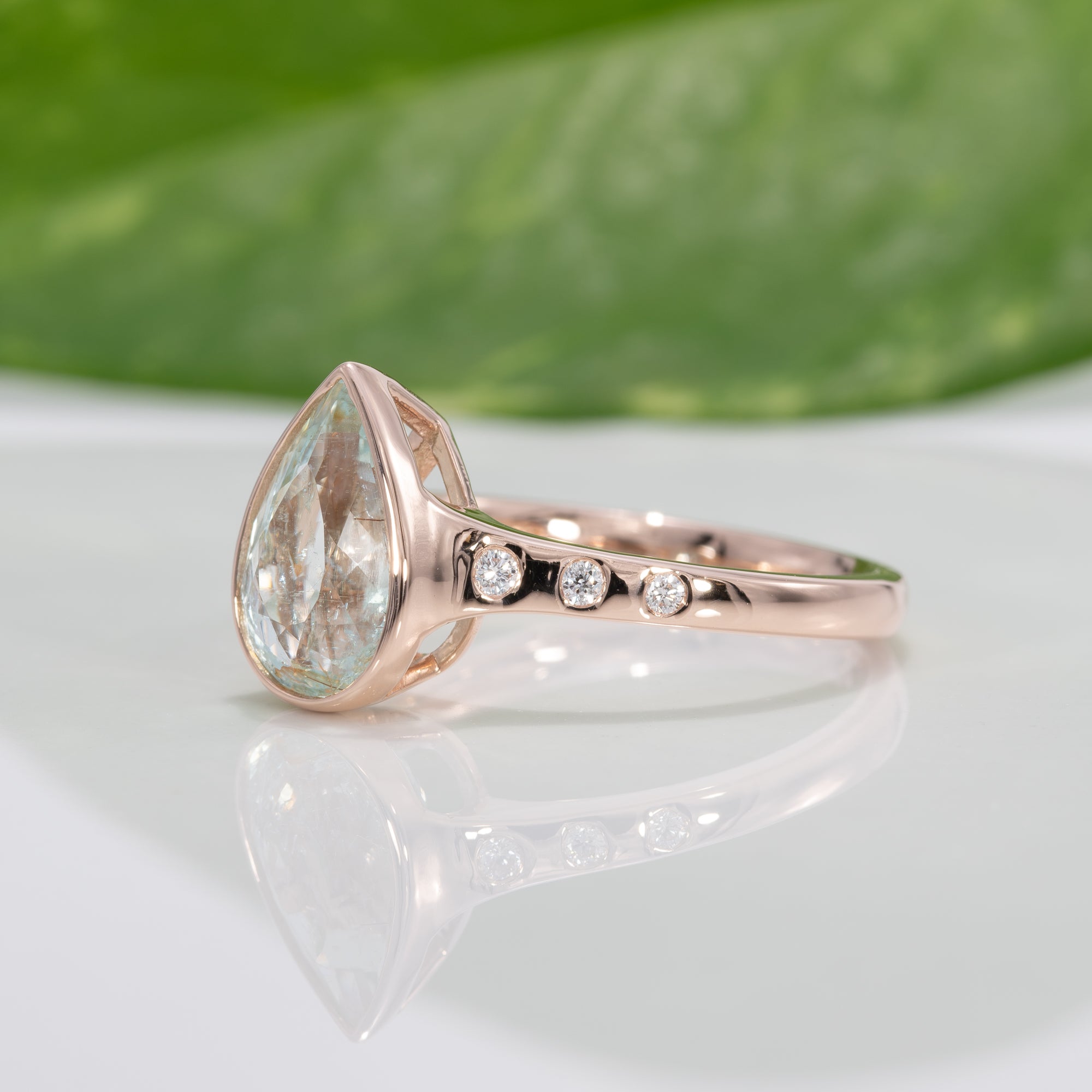 14K rose gold paraiba tourmaline ring