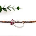 Renu 14K White Gold 5.8cts Madagascar Ruby Diamond Ring | Oval 10.3x7mm