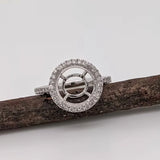 Angel Engagement Round Halo Ring Setting w Diamond Accents | Round 4.5mm  9mm 10mm 11mm 11.5mm