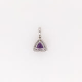 Classy Purple Amethyst Pendant in Solid 14k White Gold with Natural Diamond Accents | Trillion 9mm