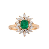 Elisa 14K Yellow Gold Colombian Emerald and Natural Diamonds Ring | AS 5mm