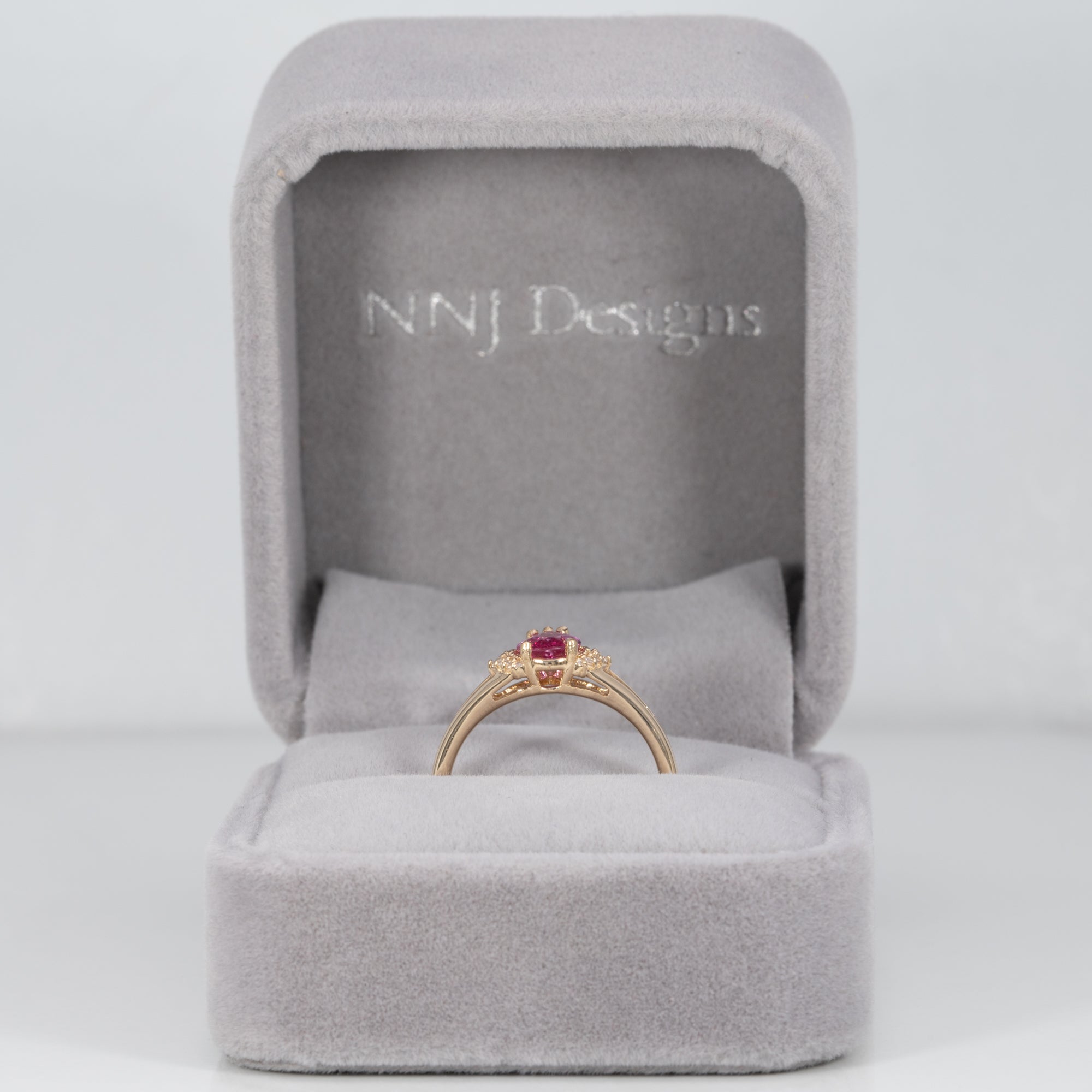 14K yellow gold pink sapphire ring