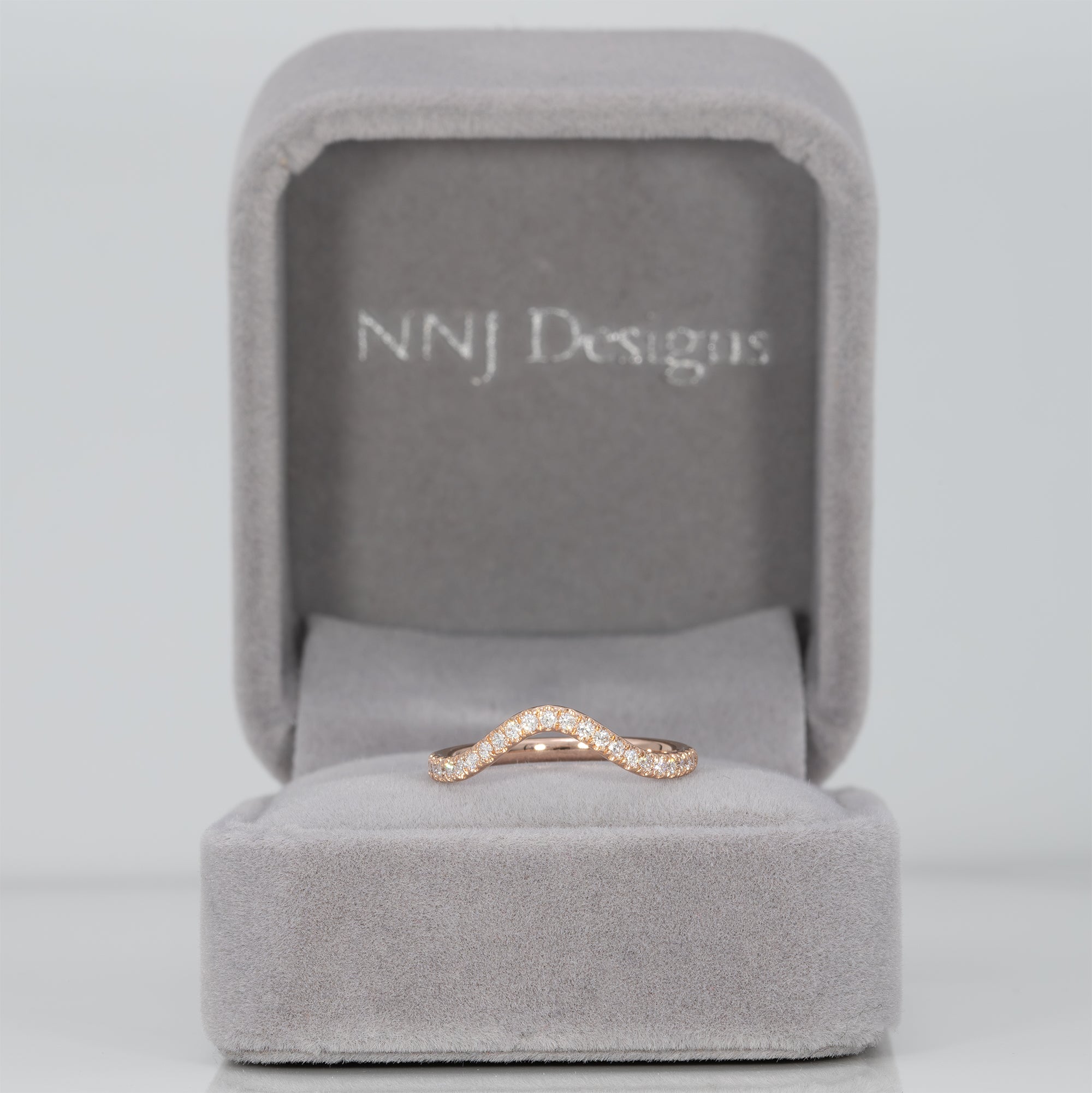 14K rose gold diamond band ring
