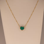 14K yellow gold colombian emerald pendant with diamond accents