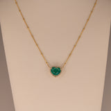 14K yellow gold colombian emerald pendant with diamond accents
