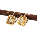 Anvi 14k Solid Yellow Gold Solitaire Citrine Earrings | Emerald Cut 11x9mm