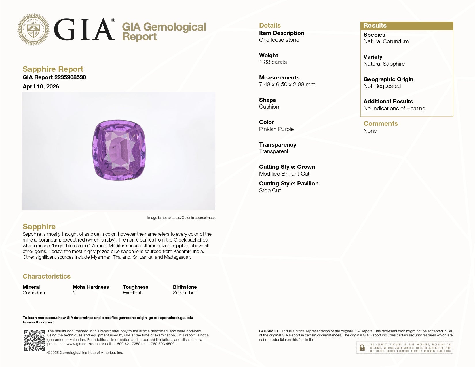 14K white gold GIA purple sapphire ring with diamonds