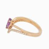 Silvia Solid 14k Gold Pink Sapphire Ring with Natural Diamonds Accents, 7x4mm