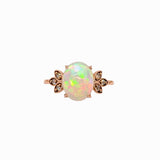 2.3ct Opal Ring w Natural Diamond Accents in Solid 14K Yellow Gold | OV 10x8mm