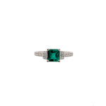 Lea 14K White Gold 0.66cts Colombian Emerald Diamond Ring | Asscher cut 6mm