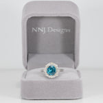 14K white gold cambodian blue zircon ring