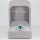 14K white gold cambodian blue zircon ring
