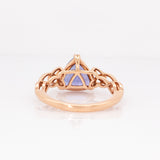 Dahlia Solid 14k Rose Gold Tanzanite Ring | Trillion Shaped, 9mm | Celtic love Knot Shank