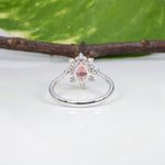 14K white gold padparadscha sapphire ring with diamond accents