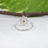 14K white gold padparadscha sapphire ring with diamond accents