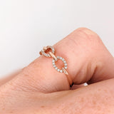 Charvi Solid 14K Rose Gold Natural Diamond Band Ring | Interlock Chain Design | Fine Jewelry