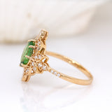 Supriya 14K Yellow Gold Tsavorite Garnet and Natural Diamonds Ring | Oval 9x7mm
