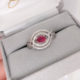 Celtic Inspired East West Ruby and Diamond Ring