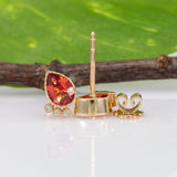 14K white gold padparadscha sapphire pear earrings with diamond accents