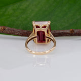 10K yellow gold Madagascar ruby emerald-cut estate ring