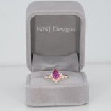 14K yellow gold pink sapphire ring