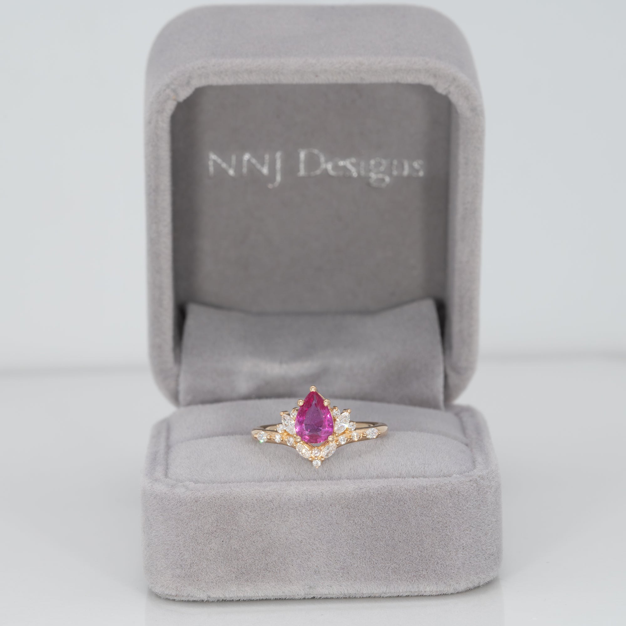 14K yellow gold pink sapphire ring