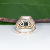 14K yellow gold London blue topaz ring with lab diamond accents