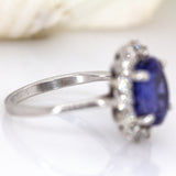 Isabelle 14K White Gold Tanzanite and Natural Diamond Halo Ring | OV 10x8mm