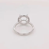 Angel Engagement Round Halo Ring Setting w Diamond Accents | Round 4.5mm  9mm 10mm 11mm 11.5mm