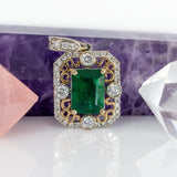 Niva Solid 14K Gold Emerald Pendant with Natural Diamonds Accents, 7x5mm