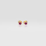 14K yellow gold mozambique ruby earrings