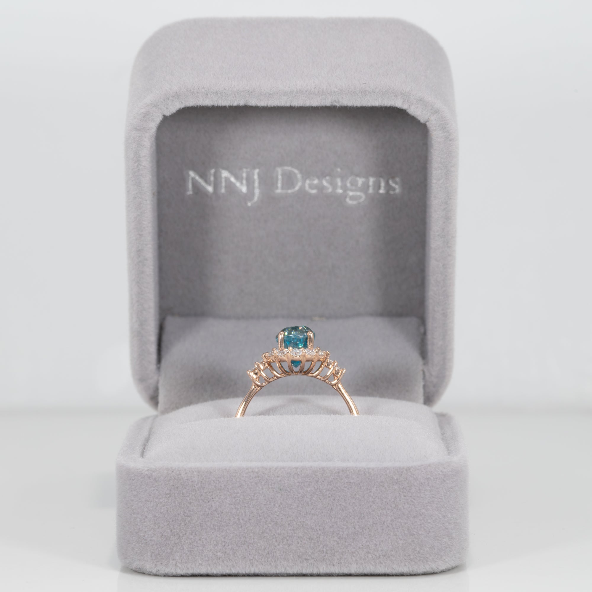 14K rose gold cambodian blue zircon ring