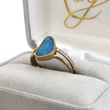 Mabel Australian Boulder Opal Ring with Natural Diamond Accents: 14K Solid Gold