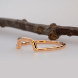Minimalist Modern Contour Band: Solid 14K Gold Curved Stackable Ring for Engagement & Layering