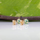 Zambian Emerald Martini Solitaire Stud Earrings – Round 5mm – Solid 14K Gold (Yellow, White or Rose)