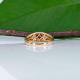14K yellow gold Burma ruby ring with diamond accents