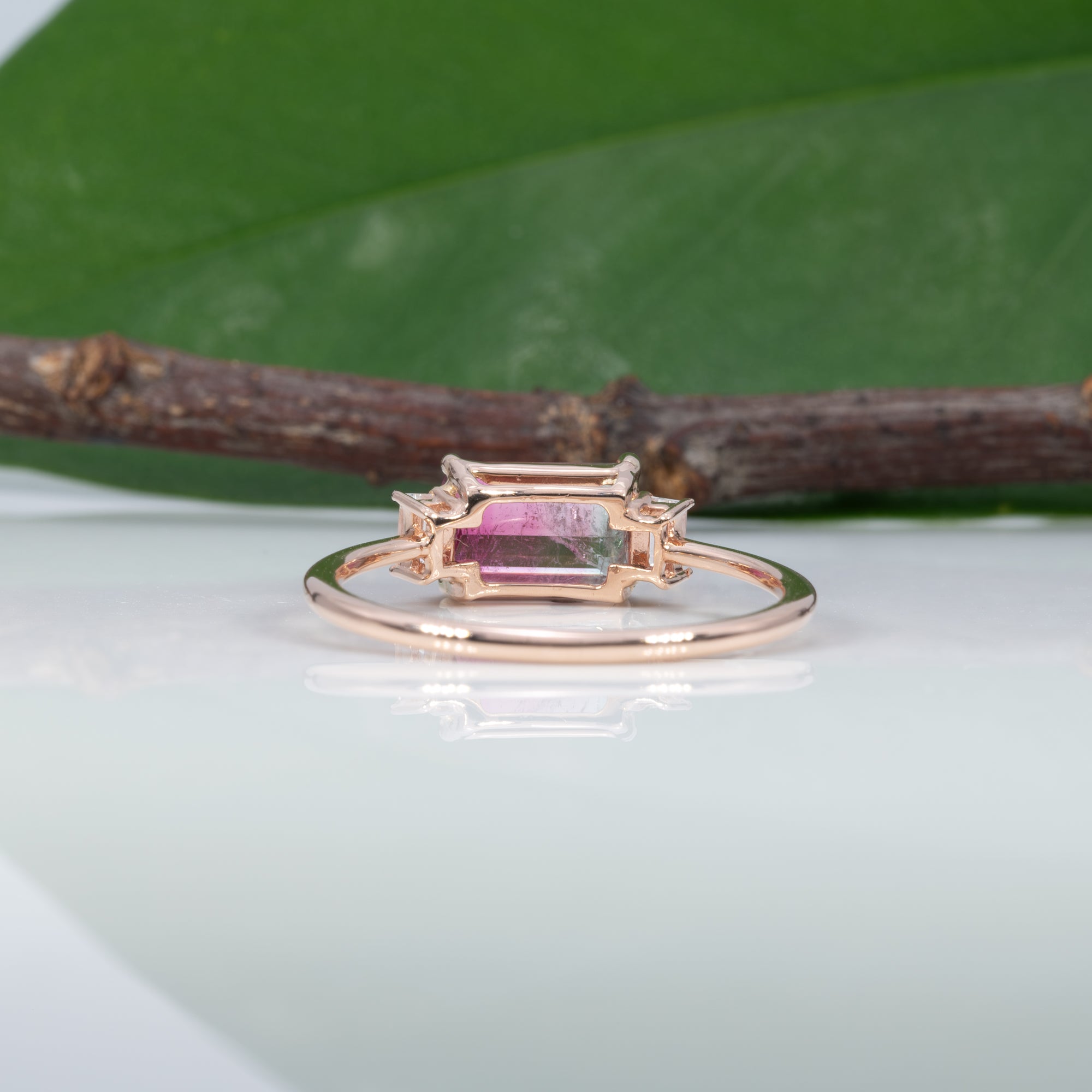 14K rose gold bi-color tourmaline ring