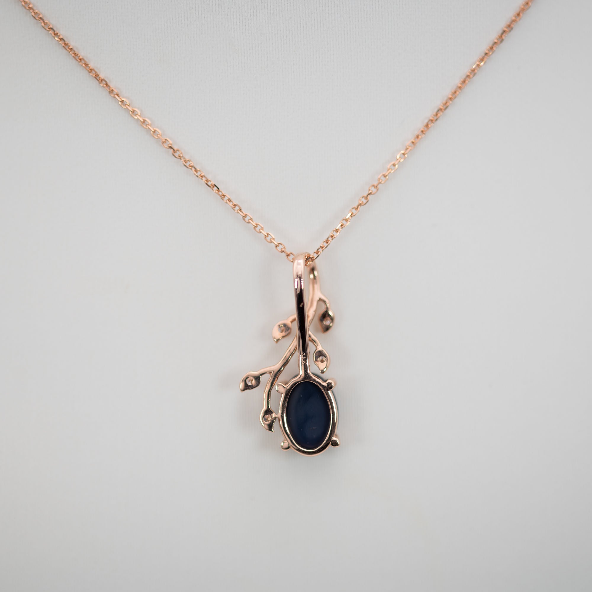 14K rose gold black opal pendant