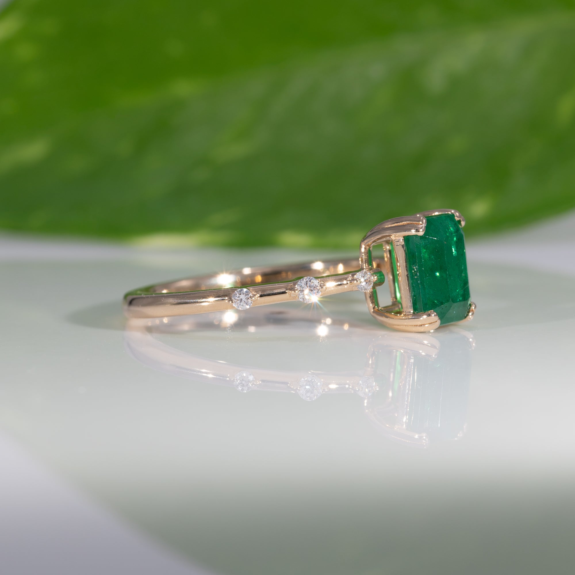 14K Yellow Gold Zambian Emerald Ring