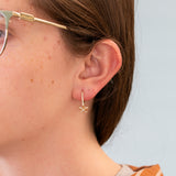 14K yellow gold diamond bow leverback earrings