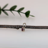 Solitaire Rhodolite Pendant w Rabbit Bail in Solid 14K White Gold | RD 5mm