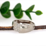 Estate 14K Solid White Gold Natural Diamond Ring