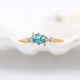 Kavya 14K Yellow Gold Afghan Paraiba Color Tourmaline Diamond Ring | 4.8mm