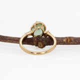 Eirlys Solid 14k Gold Green Tourmaline Ring with Natural Diamond Accents, 9x7mm