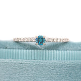 Gidget 14K Solid White Gold Blue Diamond and Diamond Ring | Round 3.5mm