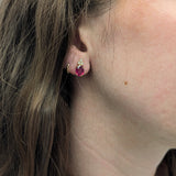 Rubella Madagascar Ruby Earrings with Alexandrite Accents: 14k Solid Gold, 8x6mm